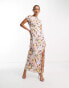 Фото #4 товара ASOS DESIGN button side detail satin midi tea dress in bold floral print