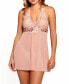 Women's Peony Lace and Satin Babydoll 2pc Lingerie Set