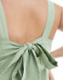 Фото #2 товара ASOS DESIGN Curve square neck tie back linen mini sundress in sage