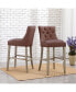Фото #8 товара 29" Linen Tufted Buttons Upholstered Wingback Bar Stool (Set of 2)