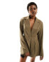 ASOS DESIGN pleated nipped waist blazer in khaki