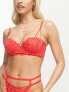 Фото #4 товара We Are We Wear Fuller Bust lace longline padded balconette bra in red