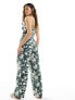 Фото #5 товара Abercrombie & Fitch co-ord wide leg linen blend trouser with elastic waist in green floral print