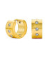 ფოტო #1 პროდუქტის Unisex Channel Set 3 Row Cubic Zirconia CZ K-pop Wide Mini Hoop Huggie Earrings For Men Silver Black, Rose Yellow Gold Plated Steel Stainless