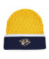 Фото #1 товара Men's Gold, Navy Nashville Predators Iconic Striped Cuffed Knit Hat