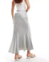 Фото #2 товара Weekday Paige mermaid fit satin maxi skirt in grey