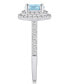 ფოტო #4 პროდუქტის Aquamarine and Diamond Accent Halo Ring in 14K White Gold