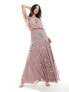 Фото #1 товара ASOS DESIGN embellished batwing maxi dress with floral artwork in pink