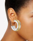 ფოტო #2 პროდუქტის Two-Tone Open Hoop Earrings