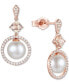 ფოტო #1 პროდუქტის Cultured Freshwater Pearl (6-1/2mm), Morganite (5/8 ct. t.w.) & Diamond (1/3 ct. t.w.) Circle Drop Earrings in 10k Rose Gold