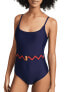 Фото #3 товара Shoshanna Classic Cami Belted One Piece Swimsuit Navy 2