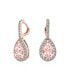 ფოტო #1 პროდუქტის 7CT Style Halo Simulated Pink Morganite Roe Cubic Zirconia AAA CZ Fashion Dangle Drop Teardrop Earrings Prom Bridesmaid Wedding Rose Gold Plated