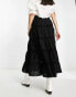 Фото #6 товара Miss Selfridge cotton lace insert tiered maxi skirt in black