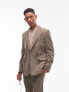 Topman super skinny herringbone double breasted suit jacket in brown Chest 40 Regular - фото #2