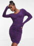 JDY exclusive round neck ruched mini dress in deep purple