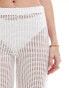 Фото #5 товара ASOS DESIGN beach crochet look wide leg trousers co ord in white