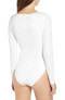 Tiger Mist Women's Sweat heart Neck Long Sleeve Bodysuit White XS