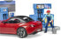 Фото #9 товара bruder 62111 - Bworld Petrol Station with Petrol Pump, Charging Station E-Cars, Roadster, Driver, Wash Area, Tankwart - 1:16 Play Set Car Washing System Car Racing Car Toy Car