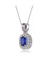 ფოტო #2 პროდუქტის Sterling Silver White Gold Plated with Blue Oval Cubic Zirconia Accented Clear Pear and Round Cubic Zirconias Necklace