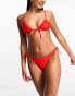 Miss Selfridge mix and match tie side bikini bottom with ruch detail in red Красный, 42 - фото #3