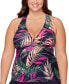Фото #1 товара Island Escape 281912 Plus Size Printed Underwire Tankini Top Swimsuit, Size 22W