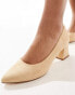 Truffle Collection wide fit block heel court shoe in beige