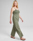 Фото #3 товара Women's Cotton Smocked Cargo Jumpsuit, Created for Macy's
