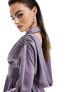 Фото #7 товара ASOS DESIGN cowl back satin mini shirt dress with corset waist in lilac