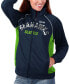 ფოტო #5 პროდუქტის Women's College Navy and Neon Green Seattle Seahawks Backfield Raglan Full-Zip Track Jacket