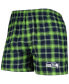 Фото #3 товара Men's College Navy and Neon Green Seattle Seahawks Ledger Flannel Boxers