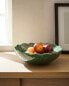 Leaf trim earthenware salad bowl