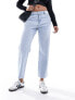 Фото #5 товара Pimkie high waisted straight leg jeans in light blue wash