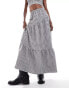 Фото #2 товара Reclaimed Vintage maxi tiered skirt co-ord in black gingham