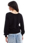 Vila v neck jumper with puff sleeves in black