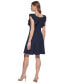 ფოტო #2 პროდუქტის Petite Square-Neck Double-Ruffle-Sleeve Fit & Flare Dress