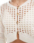 ASOS DESIGN cardigan with volume sleeve co-ord in cream Бежевый, S - EU 36-38 - фото #4