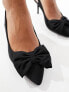 New look satin bow slingback heeled shoe in black