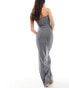 Фото #4 товара Miss Selfridge rib bandeau maxi dress in washed charcoal