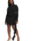 Фото #1 товара Plus Size Side Ruffle Mini Dress - 14, Black Onyx
