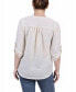 ფოტო #2 პროდუქტის Petite 3/4 Roll Tab Zip Front Jacquard Knit Top