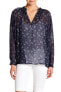 Фото #1 товара Vince 156356 Women's Calico Silk Floral Blouse Long Sleeve Blue Sz. Small