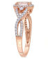 ფოტო #3 პროდუქტის Morganite (3/4 ct. t.w.) White Sapphire (1/20 ct. t.w.) and Diamond (1/3 ct. t.w.) 3-Stone Infinity Ring in 10k Rose Gold