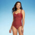 Фото #1 товара Women's Twist-Front Square Neck Full Coverage One Piece Swimsuit with Tummy