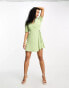 Фото #4 товара Glamorous short sleeve wrap mini tea dress in green ditsy