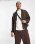 ASOS DESIGN oversized harrington jacket in brown jacquard