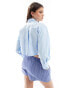 Фото #2 товара Miss Selfridge poplin cropped dropped pocket shirt in blue