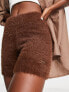 Reebok cosy fluffy legging shorts in brown