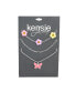 3 Piece Mixed Chain Necklace Set with Beaded Flowers and Butterfly Pendant