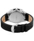 ფოტო #4 პროდუქტის Men's Quartz Analog Premium Dress Leather Black Watch 44mm