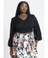 Plus Size Puff Sleeve Crop Blouse